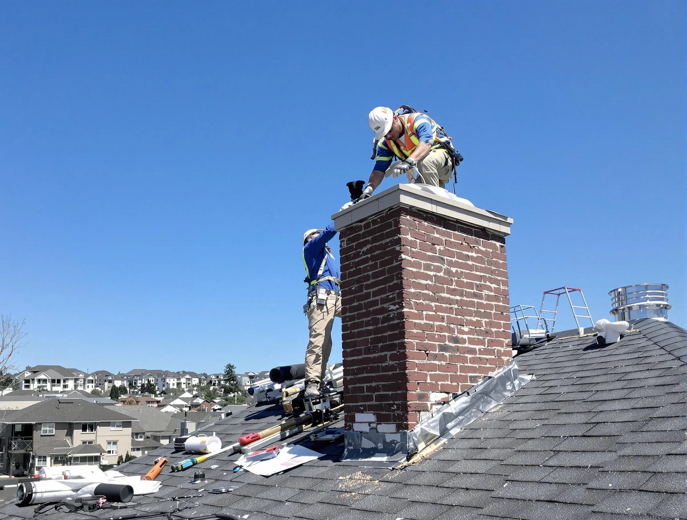 City of Orange Chimney Sweep repairing a chimney crown in City of Orange, NJ