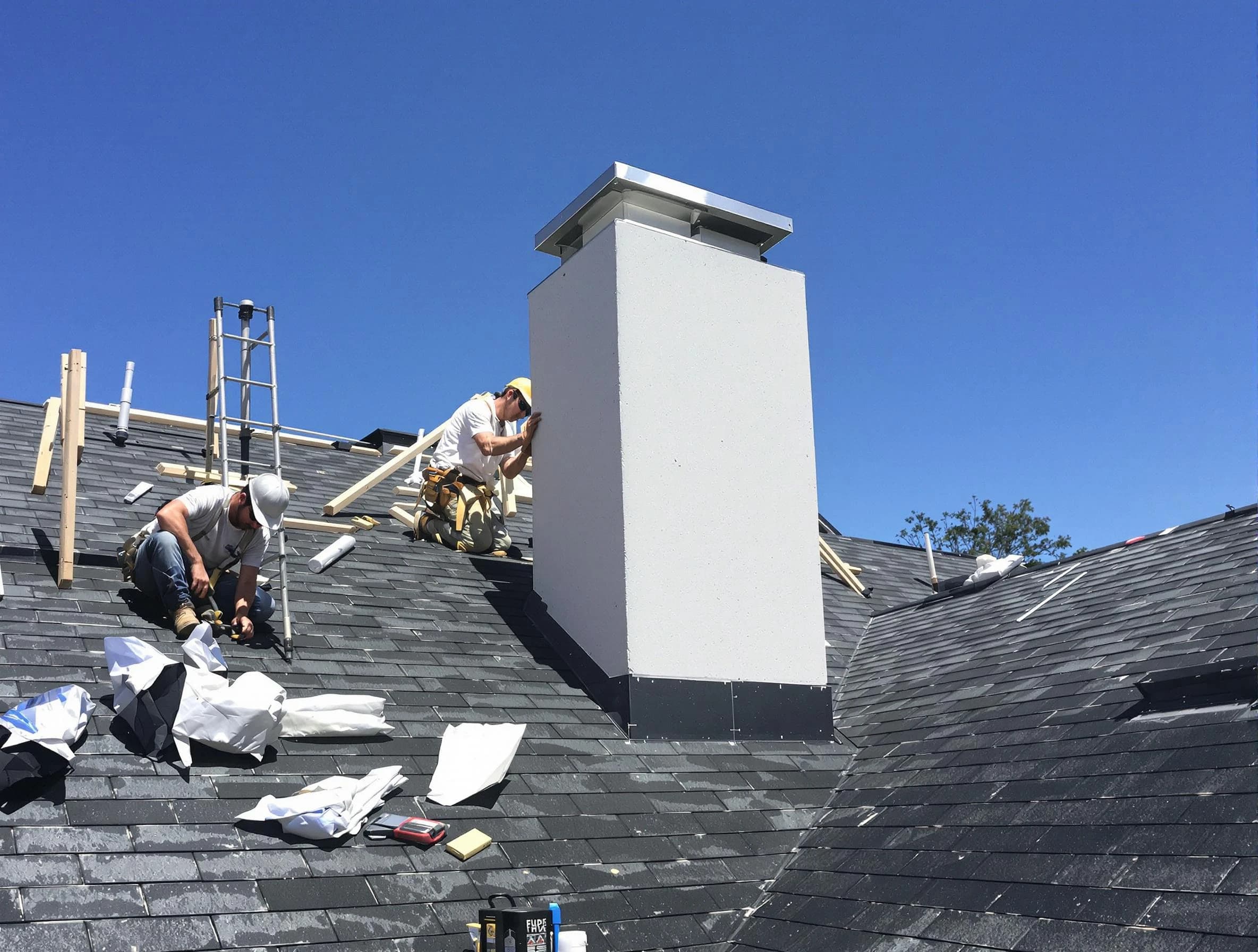 City of Orange Chimney Sweep crew installing a new chimney in City of Orange, NJ