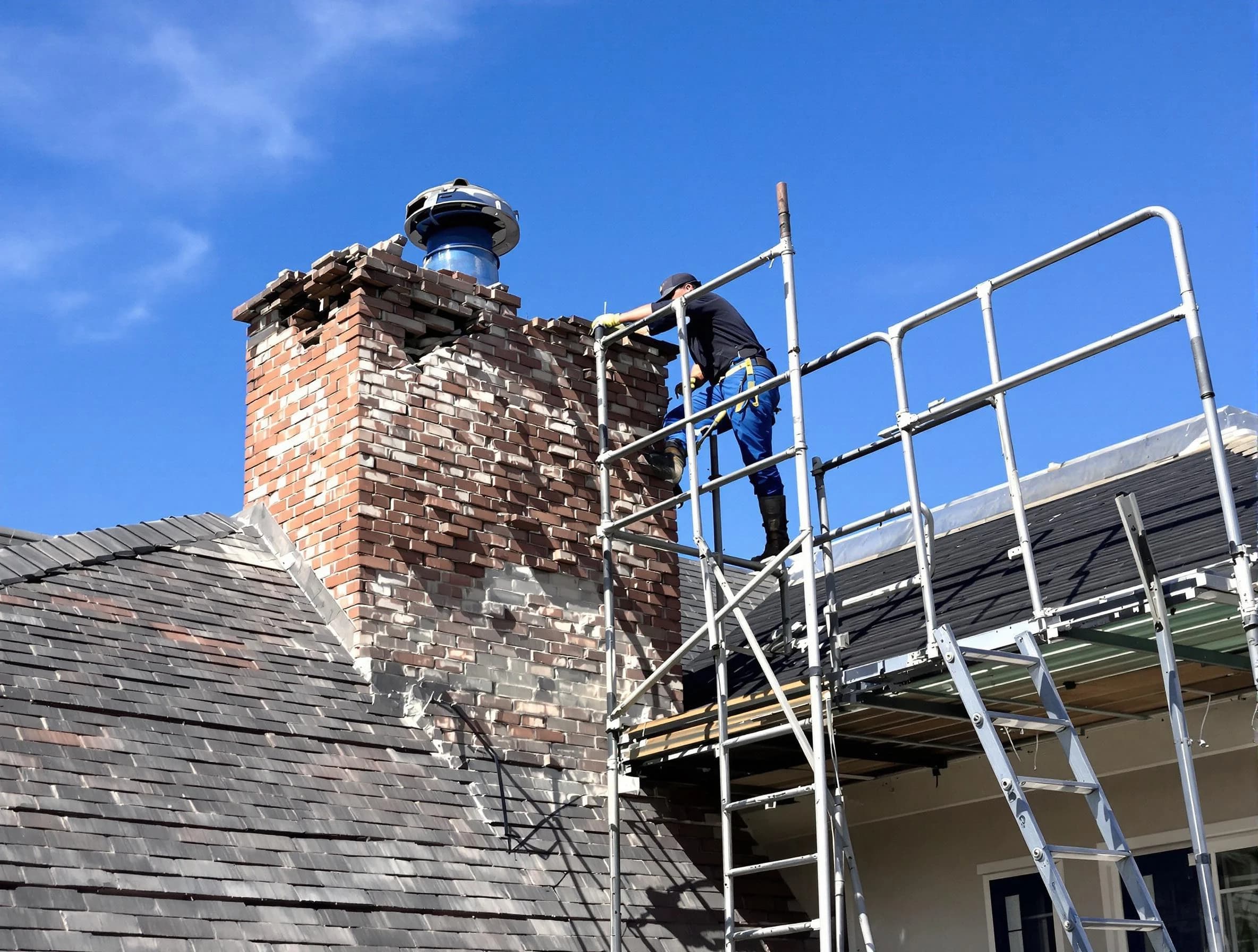 Rebuilding a chimney structure by City of Orange Chimney Sweep in City of Orange, NJ