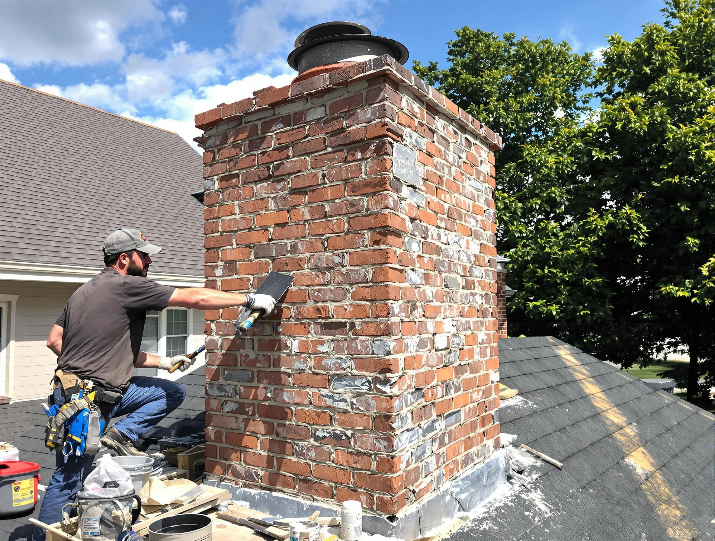 Completed chimney rebuild by City of Orange Chimney Sweep in City of Orange, NJ
